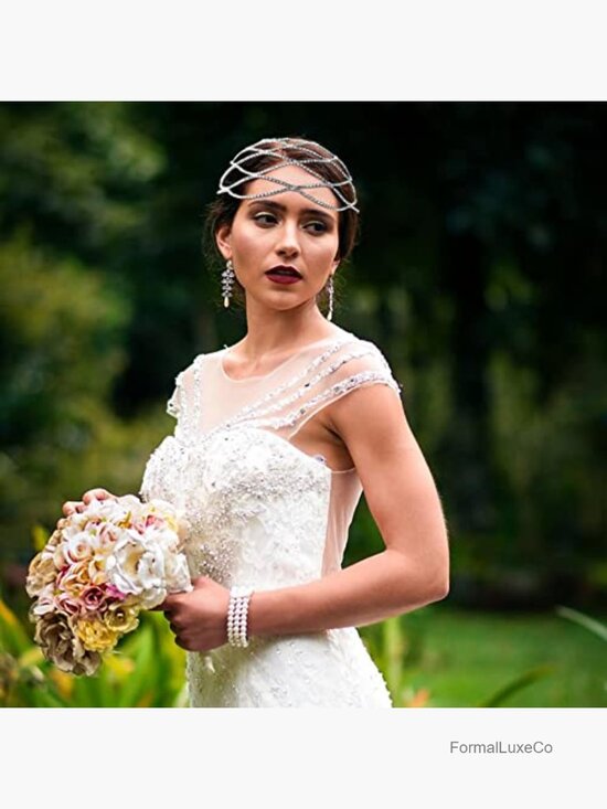Gatsby Flapper Crystal Headpiece Wedding Headband Hair Chain main image 4